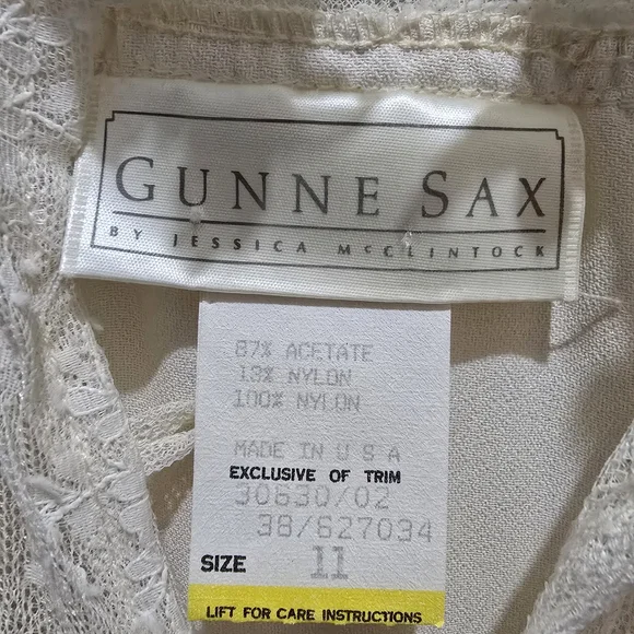 Gunne Sax Ivory Lace Ruffle Blouse Size 11 - Picture 5 of 6